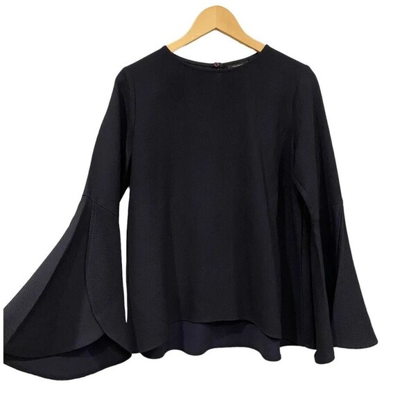 Halogen Tops - HALOGEN Navy Blue Blouse Flutter Bell Sleeve sz S